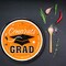 25 Count Orange Congrats Grad Paper Dessert Plates Graduation Party Disposable Plates